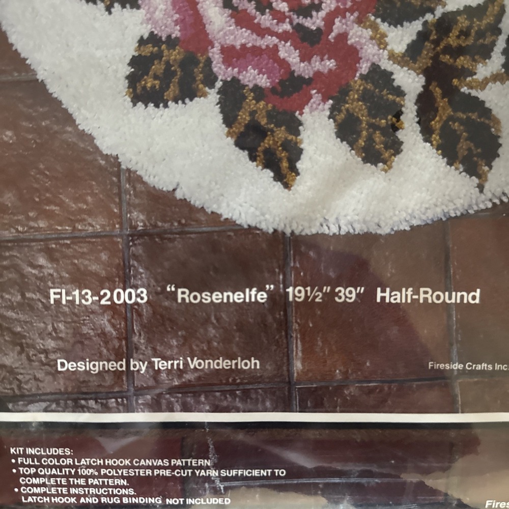Vintage Fireside Latch Hook Rug Kit Rosenelfe FI-13-2003 Floral Sealed 19.5"x39" - Picture 2 of 4